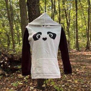 Women Panda Hoodie - White and Black